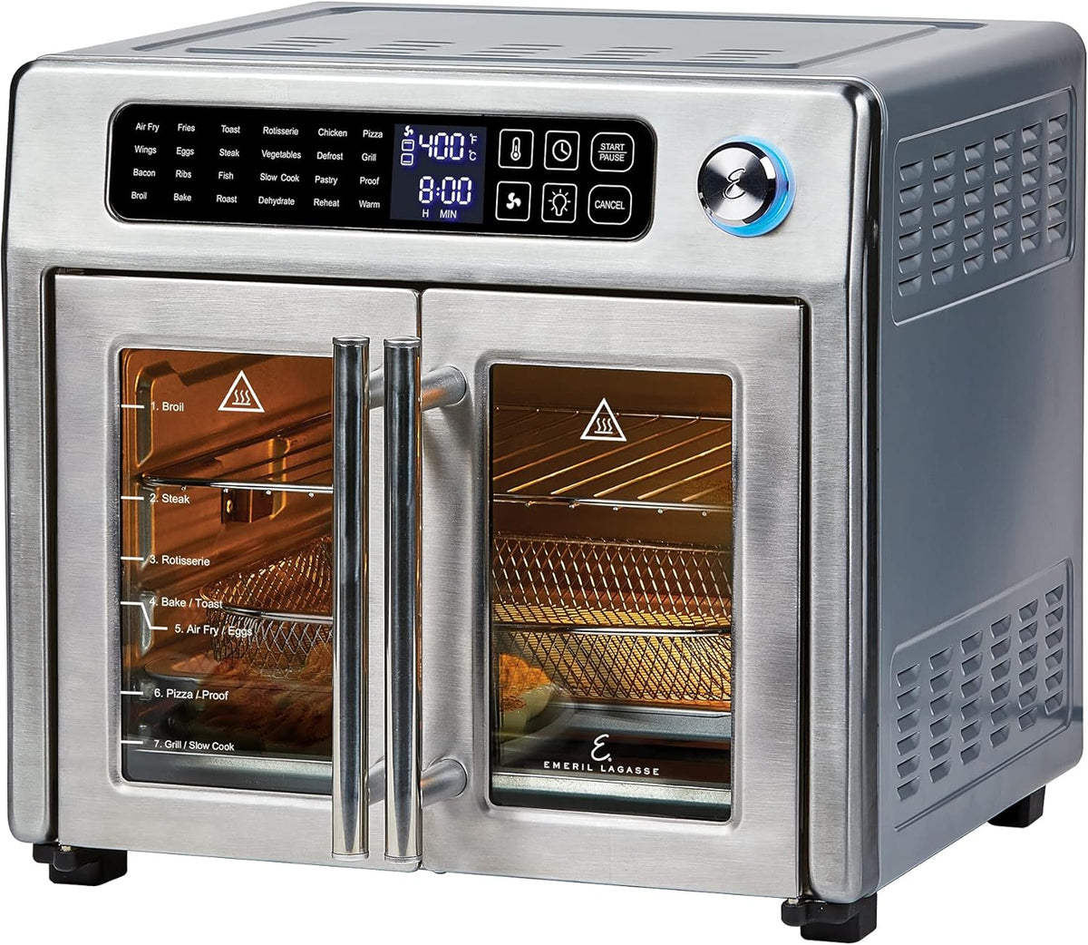 26 QT Extra Large Air Fryer Convection Toaster Oven with French Doors Stainless Steel D42682