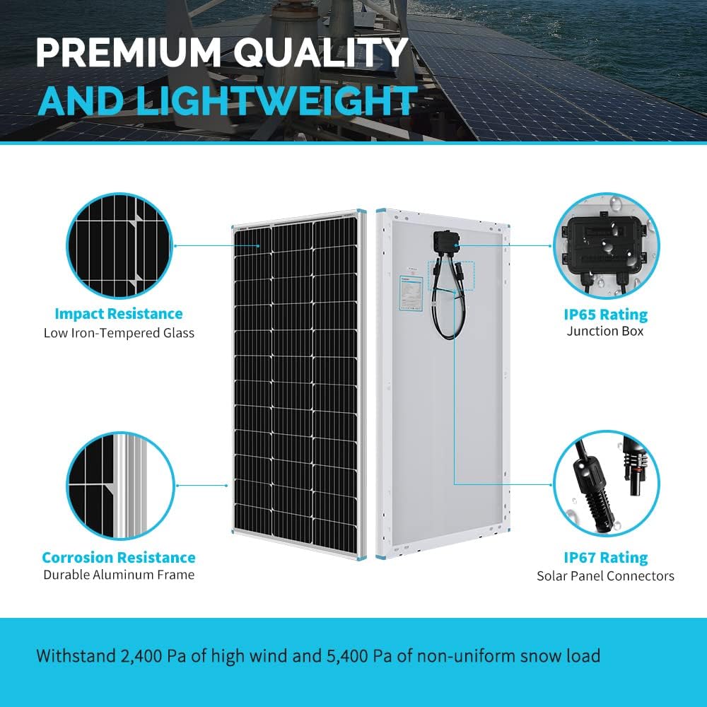 400 Watt 12 Volt Monocrystalline Solar Panel Bundle Kit with 4 pcs 100W Panel and 30A PWM Charge Controller C209804