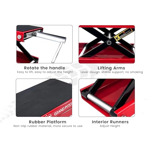 Motorcycle Powersports Stand Lift Scissor Jack Steel 1100 LBS Capacity Red X852083