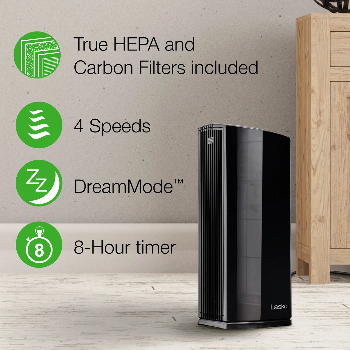 White Desktop Air Purifier with Timer F3812