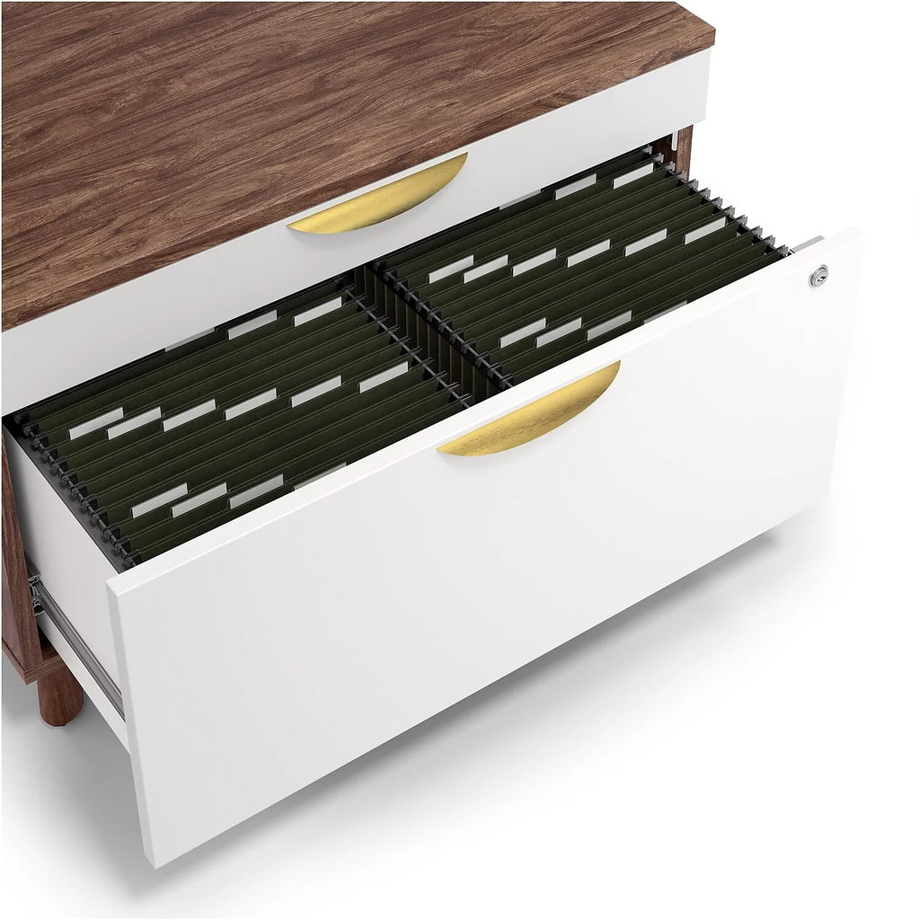 Lateral File Cabinet 2-Drawers White/Espresso O776776