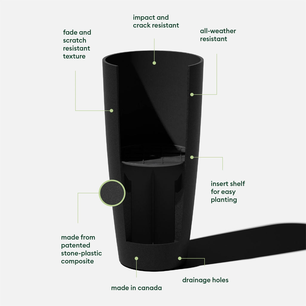 28" Black Plastic-Stone Planter I5575