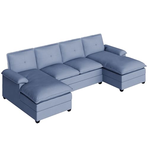 Blue U-Shaped Sectional Sofa with Double Chaise L176693