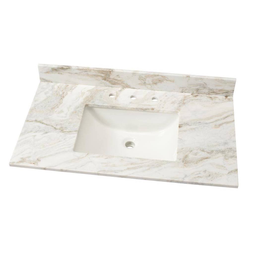 Marble Single Sink Vanity Top with White Sink Y71476