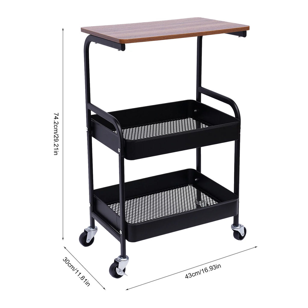 3 Tier Mobile Laptop Printer Cart Rolling Computer Stand Q56405