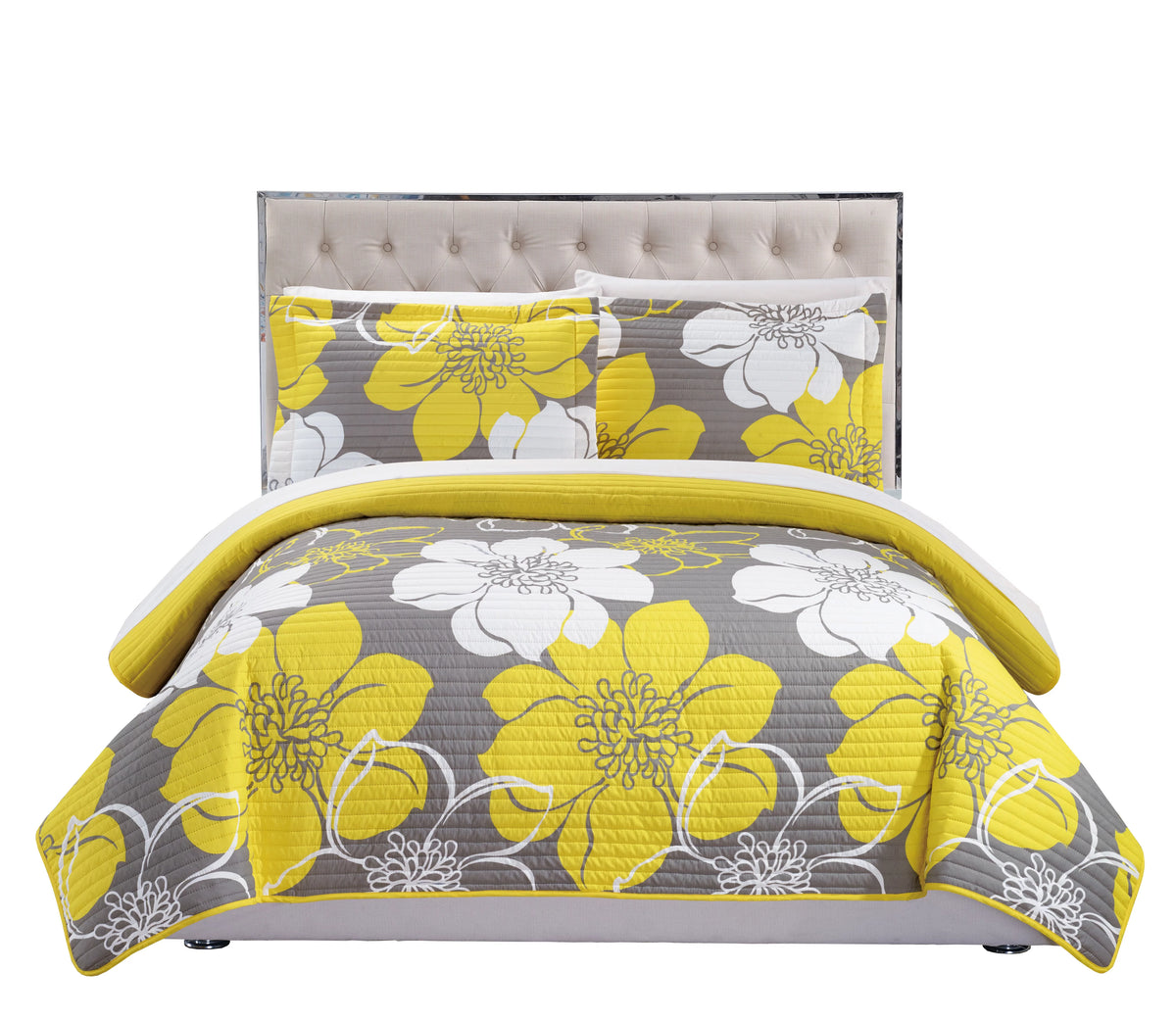 Yellow Queen 3-Piece Abstract Quilt Set N297
