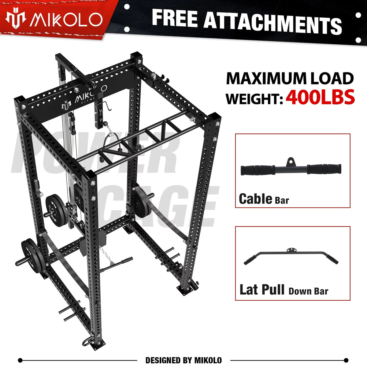 LAT Pull-Down for 3" x 3" Power Cage Rack Attachments L41107