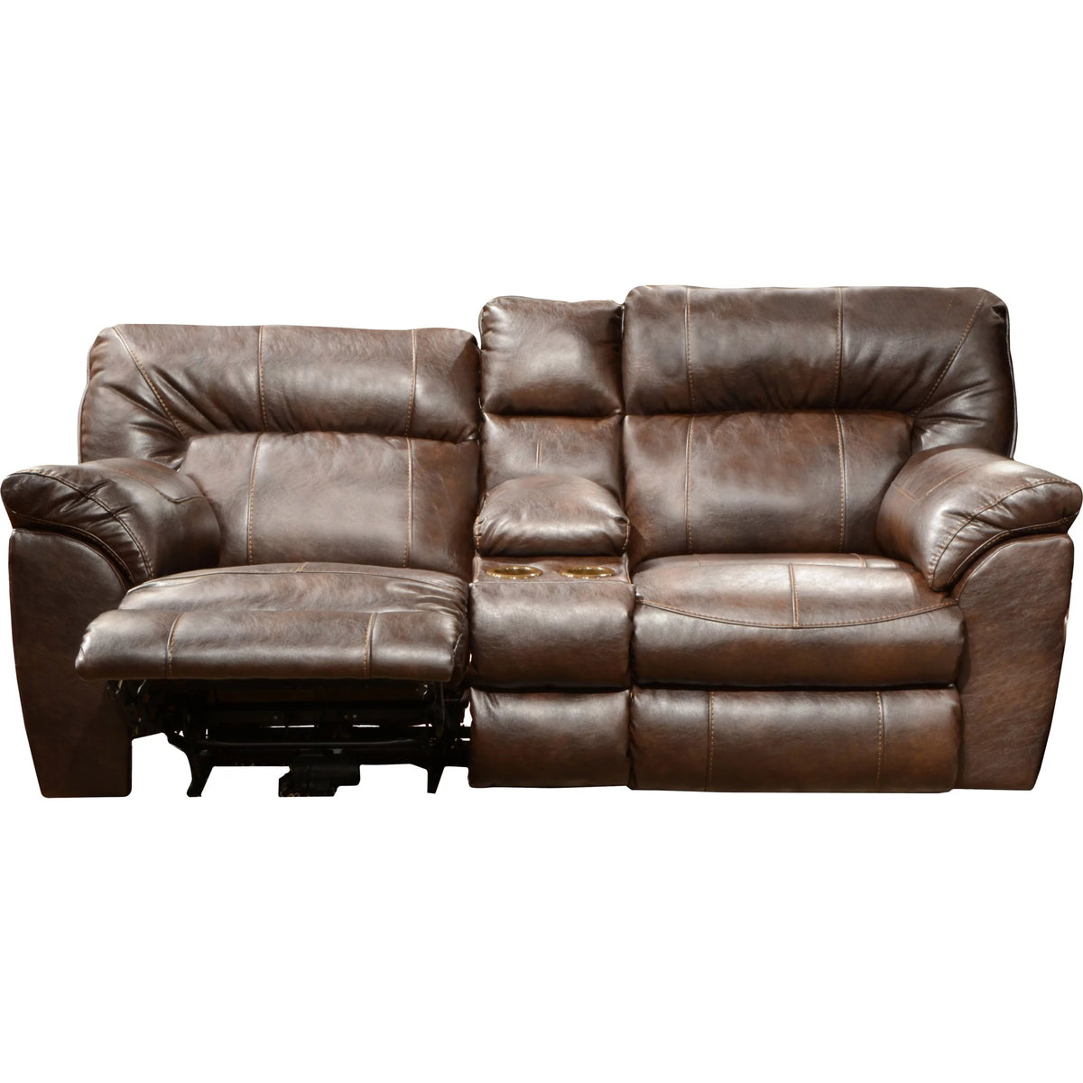 Brown Faux Leather Reclining Loveseat B796