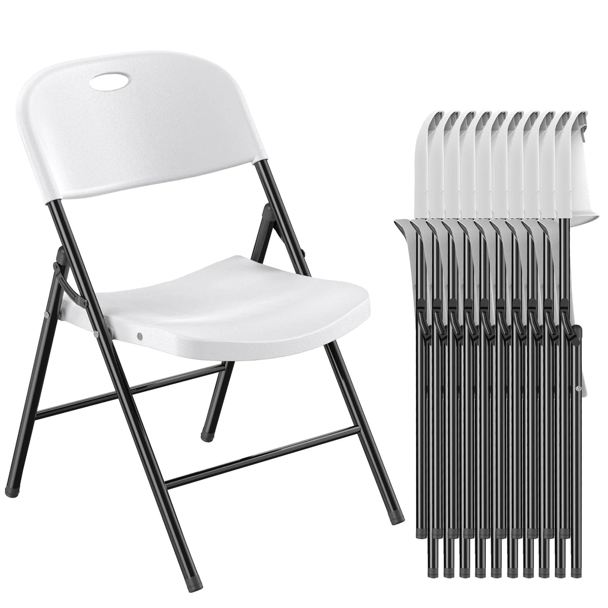 10 Pack Heavy Duty Plastic Folding Chair with Steel Frame W6152