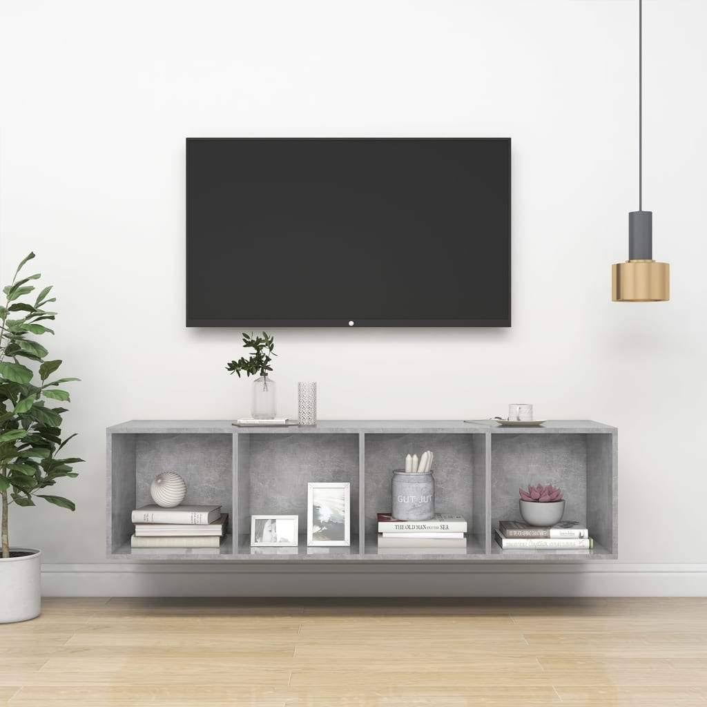 Concrete Gray Wall-Mounted TV Cabinet Chipboard W296540