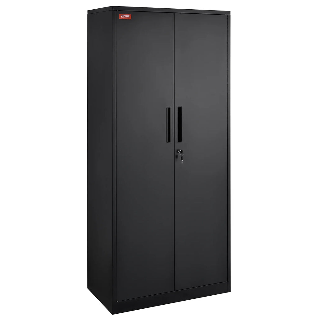 Metal Storage Cabinet 71" Steel Adjustable Shelves Black O323