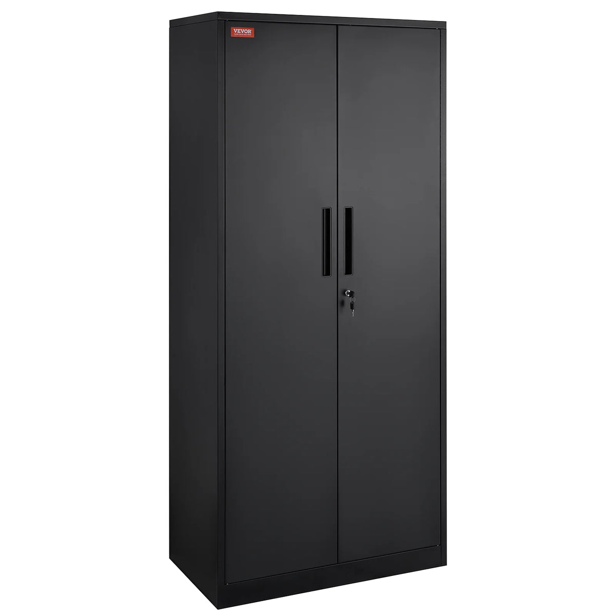 Metal Storage Cabinet 71" Steel Adjustable Shelves Black O323