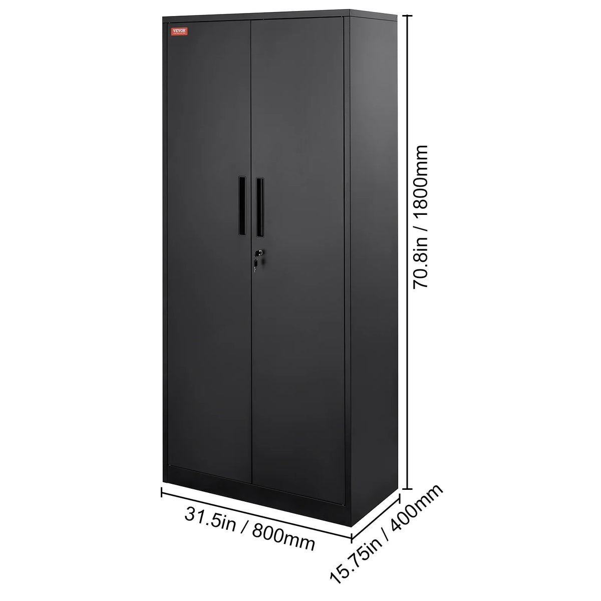 Metal Storage Cabinet 71" Steel Adjustable Shelves Black O323