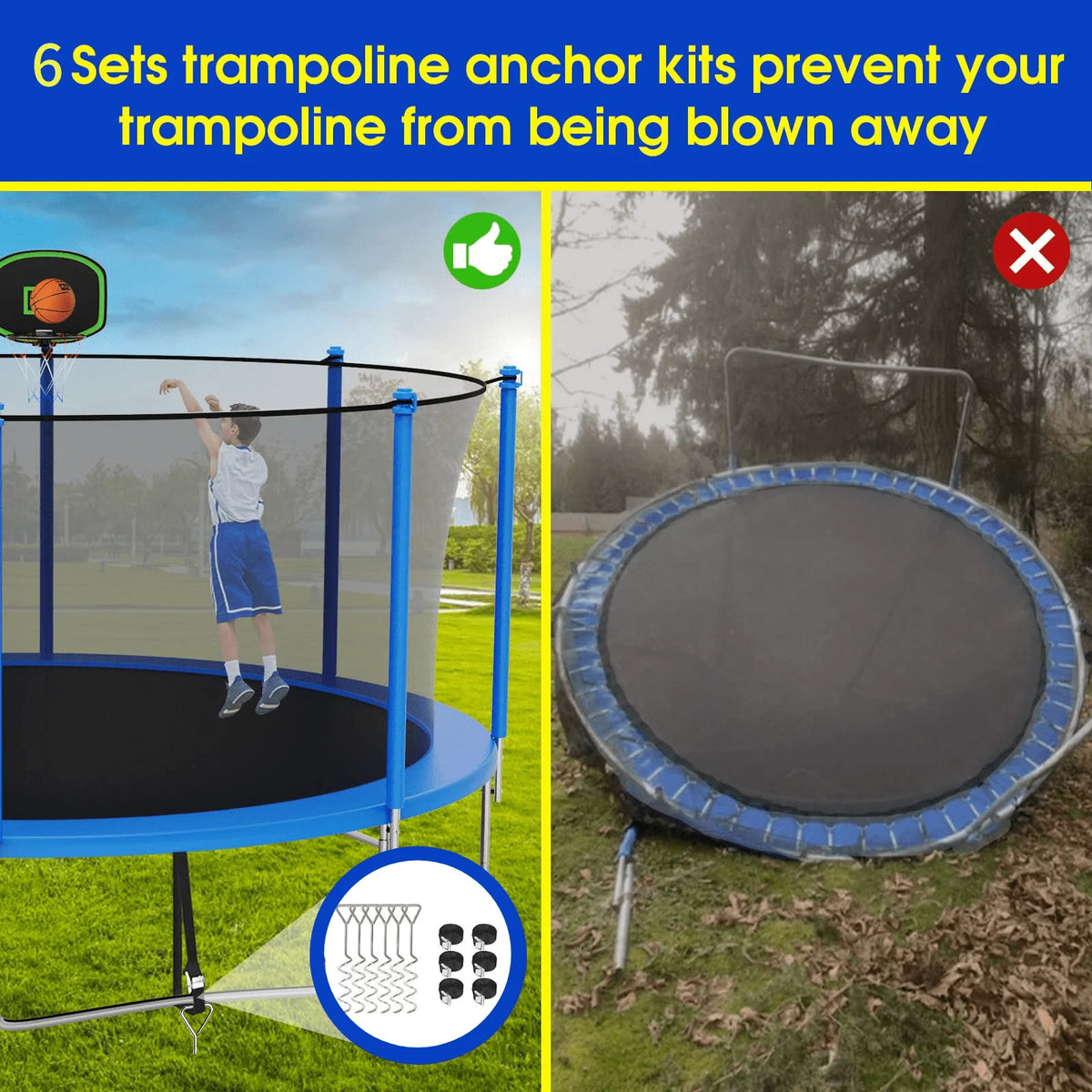 16FT Outdoor Trampoline with Basketball Hoop and Ladder D6319