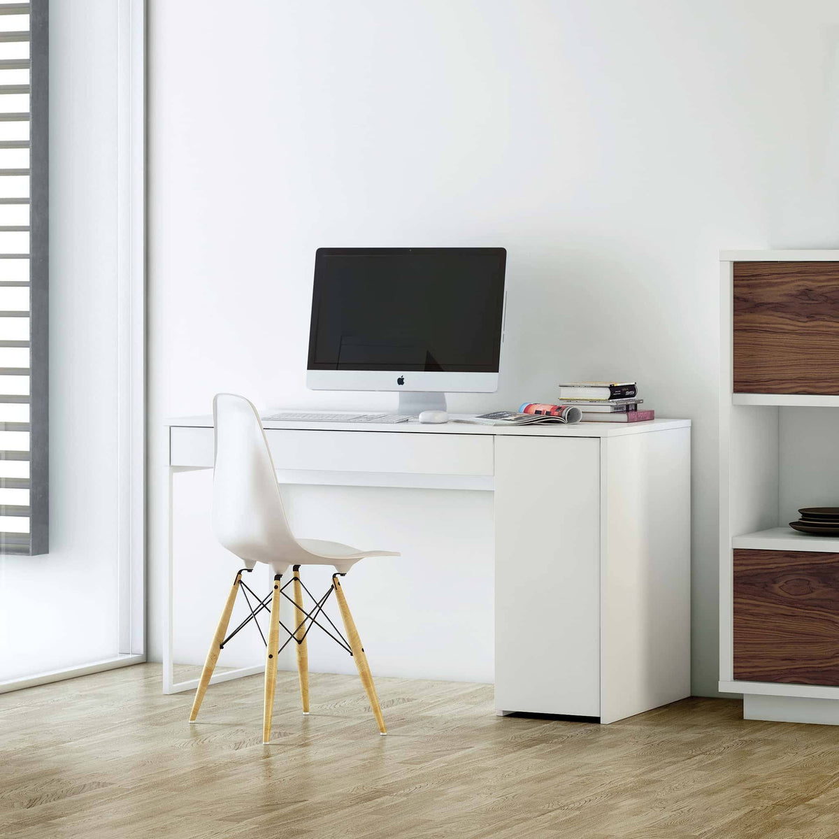 Pure White Chrome Home Office Desk F324415