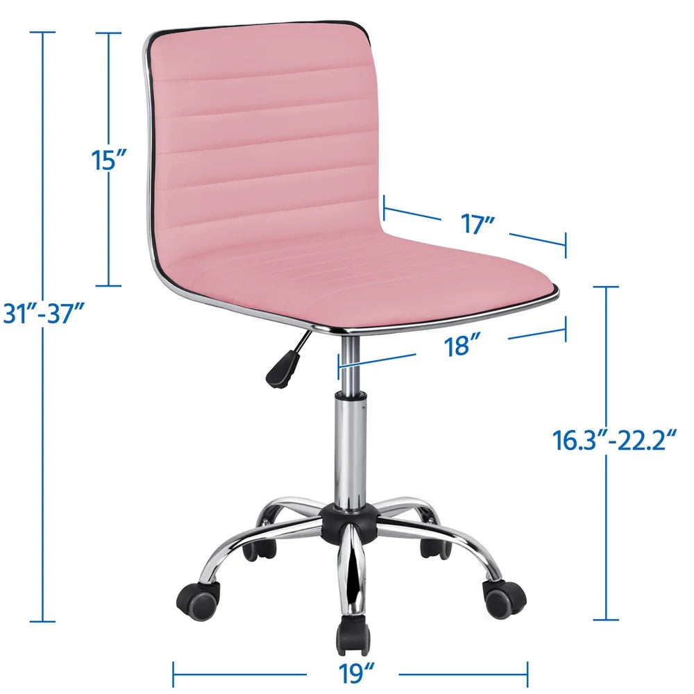 Pink Swivel Task Chair with Adjustable Height Y15740