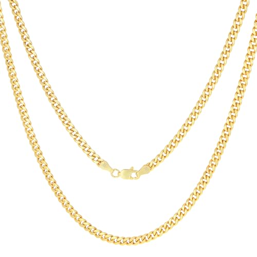 14k Yellow Gold Miami Cuban Link Chain Pendant Necklace U959