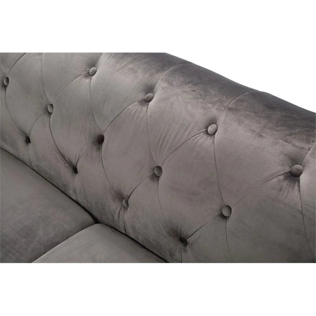 Dark Gray Velvet Sofa and Loveseat 2-Piece Set G594929