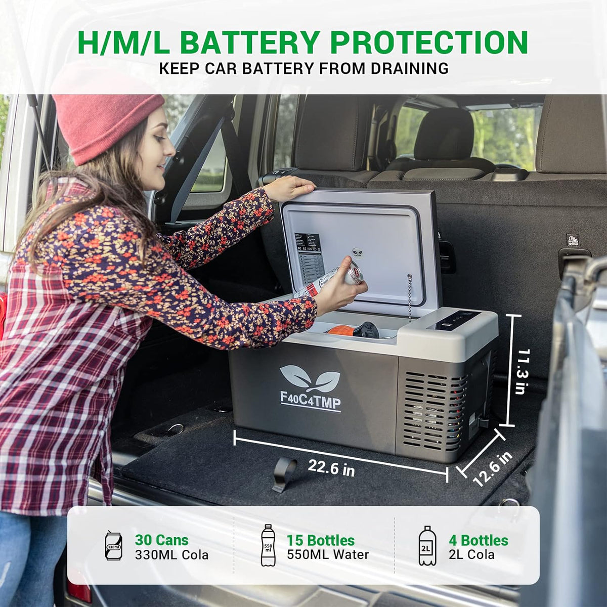 Portable Refrigerator 20 Quart 12 Volt Freezer 18L Car Fridge With Compressor X45246