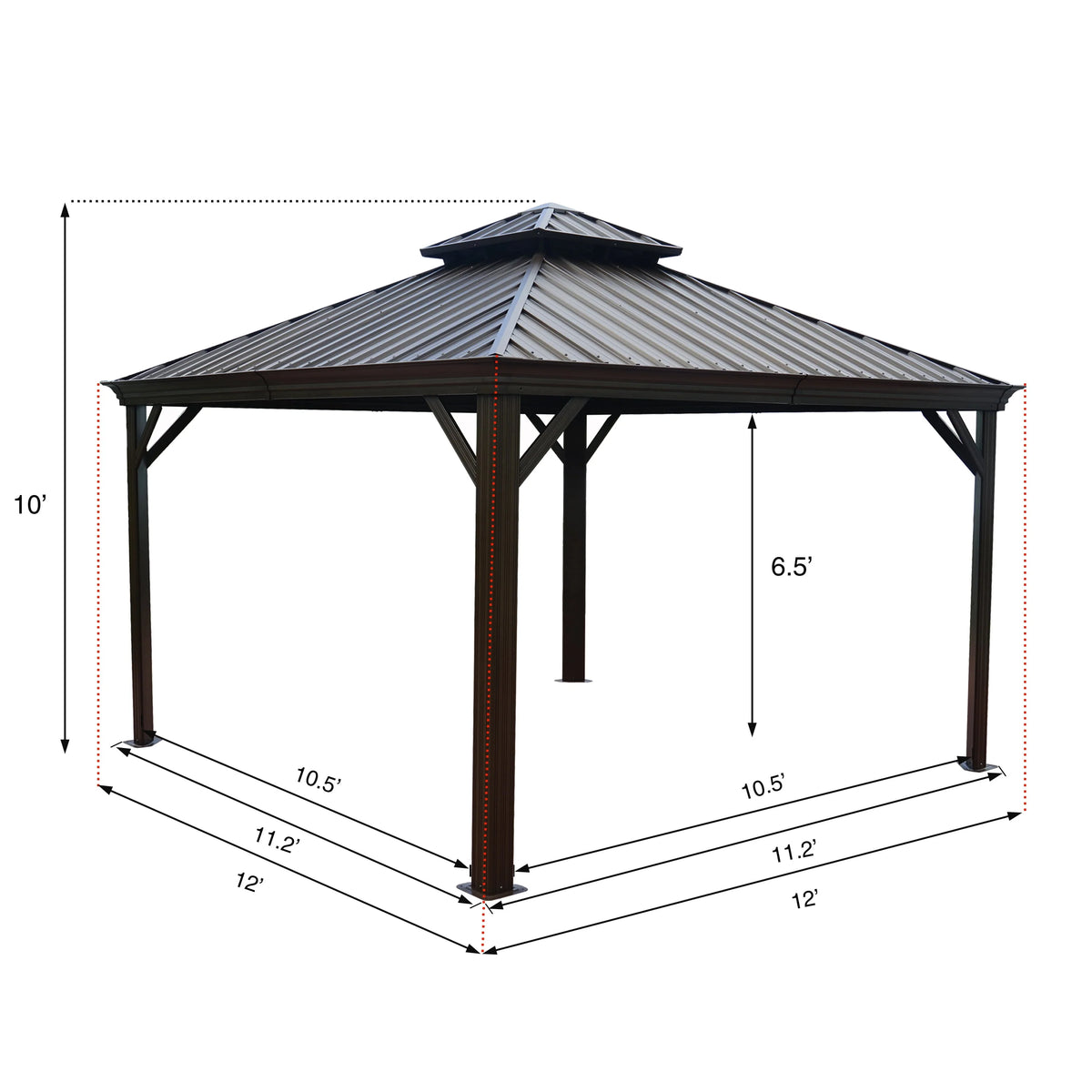 12 ft. W x 10 ft. D Aluminum Hardtop Gazebo A7788