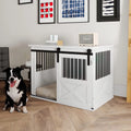 White Wooden Dog Crate Furniture with Sliding Door N46599