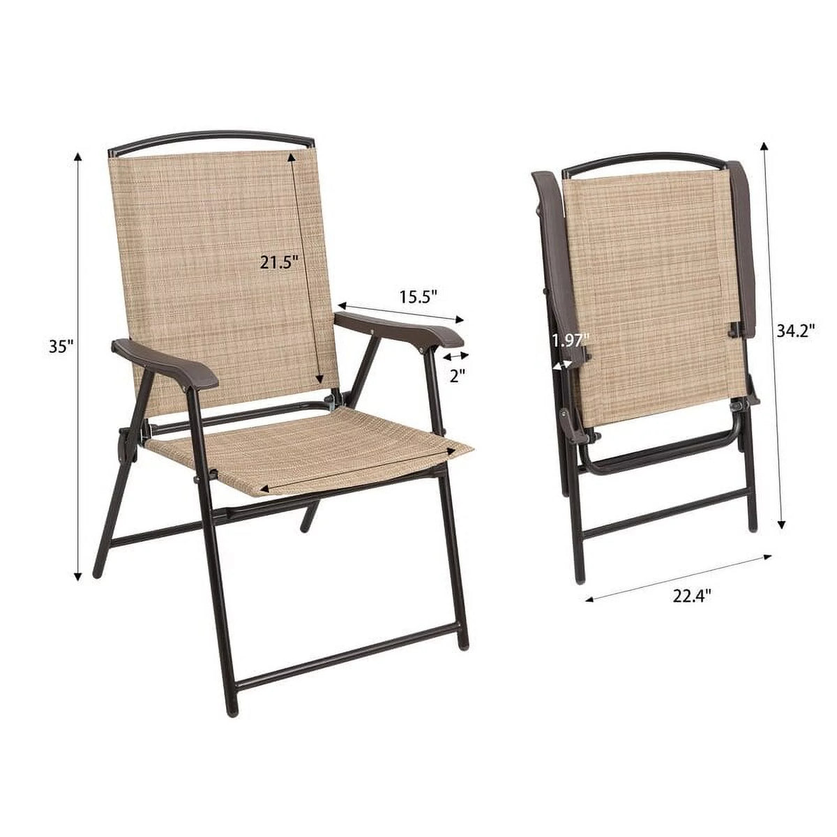2 Pieces Beige Patio Folding Chairs J369