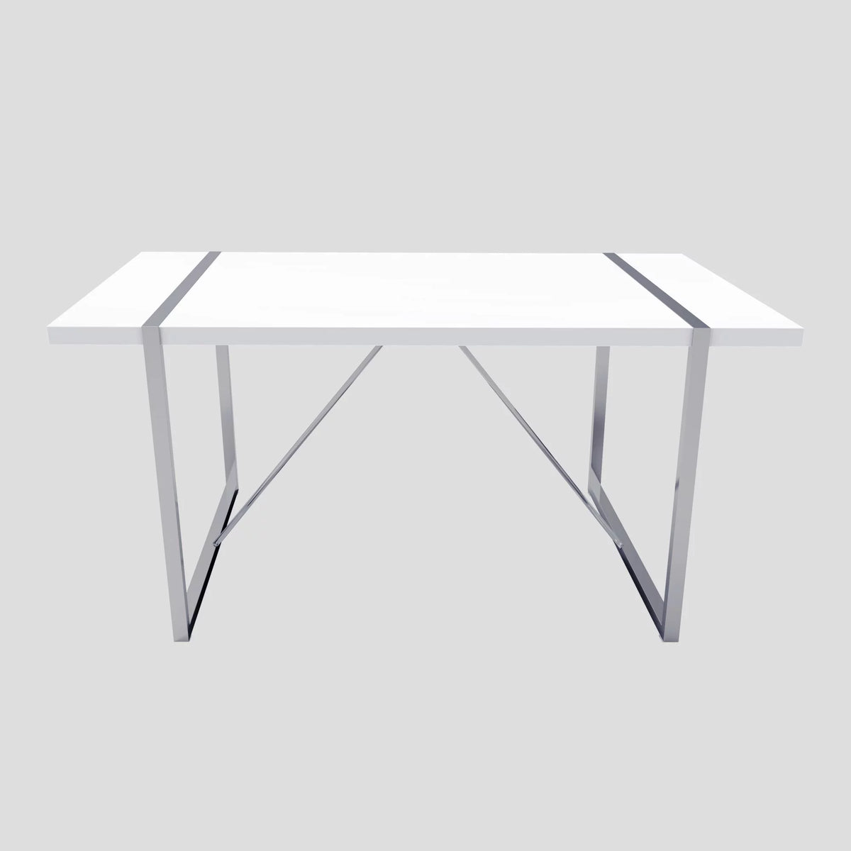 White Dining Table with Silver Metal Legs Q72778