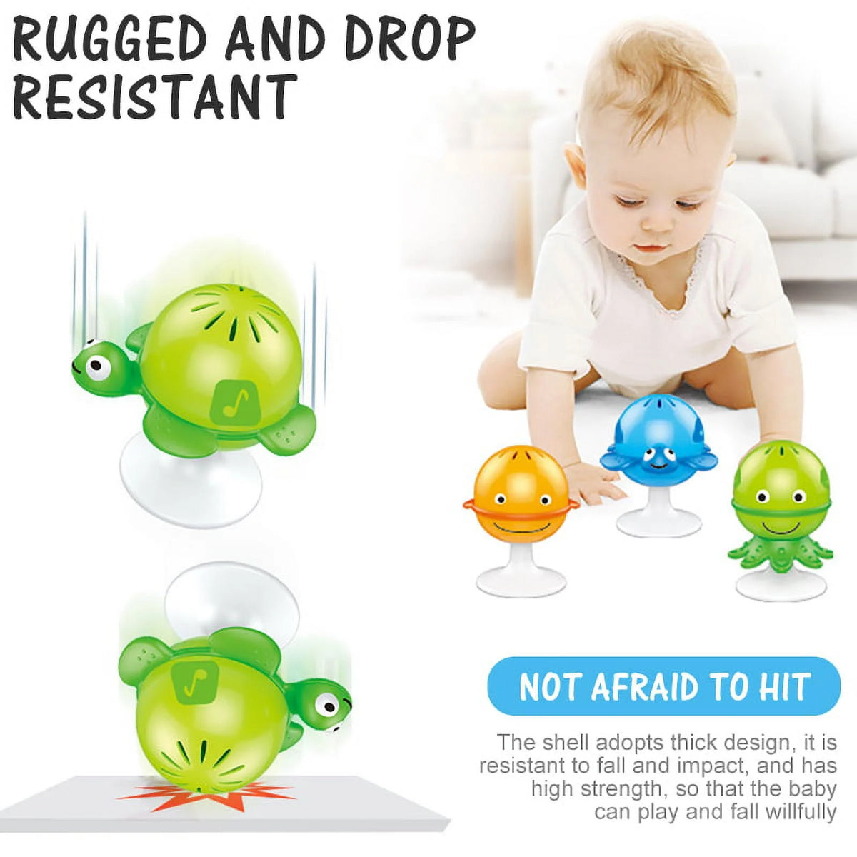 3 Pack Baby Rattles Set Suction Cup Toys Y458