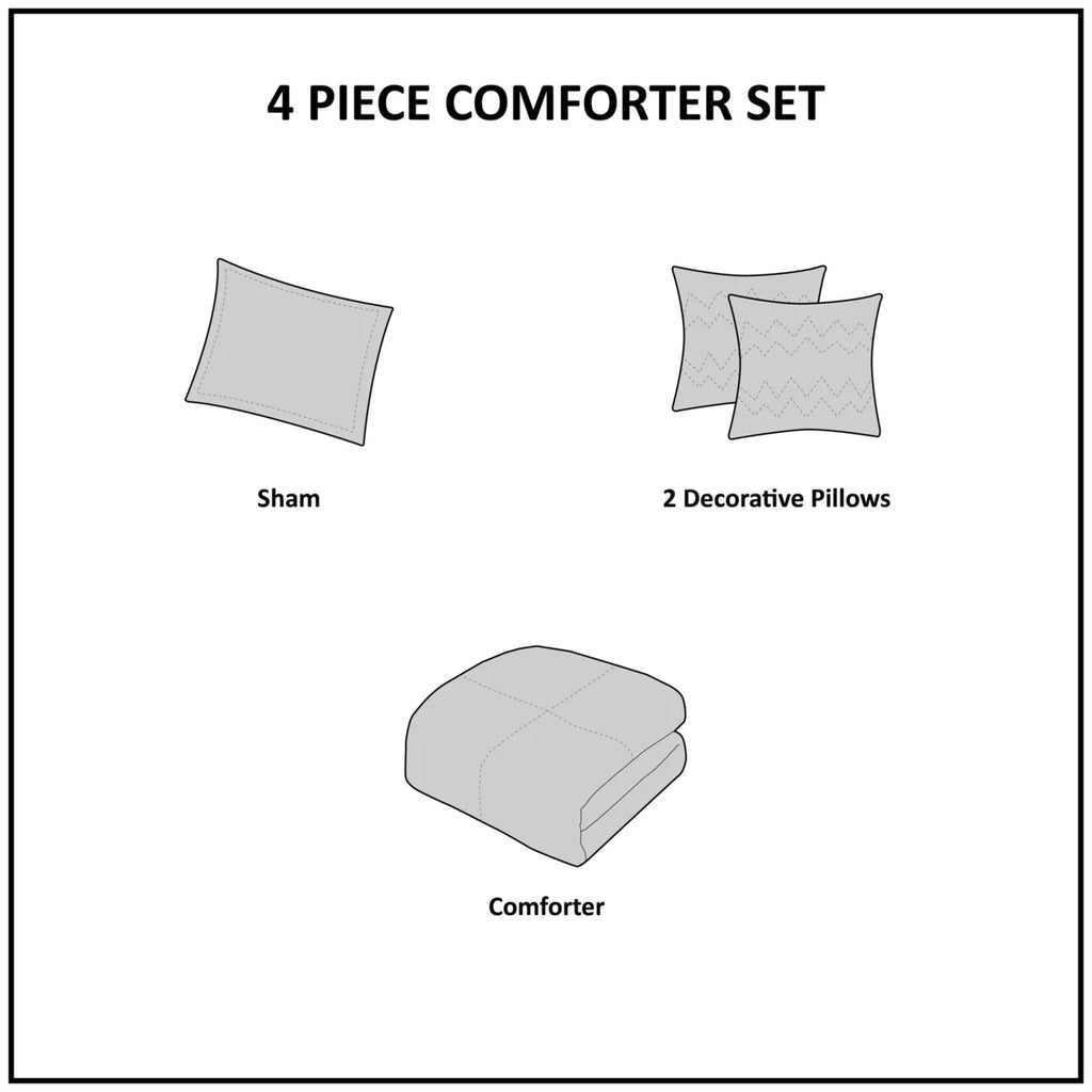 Pink 4 Piece Comforter Set Y225