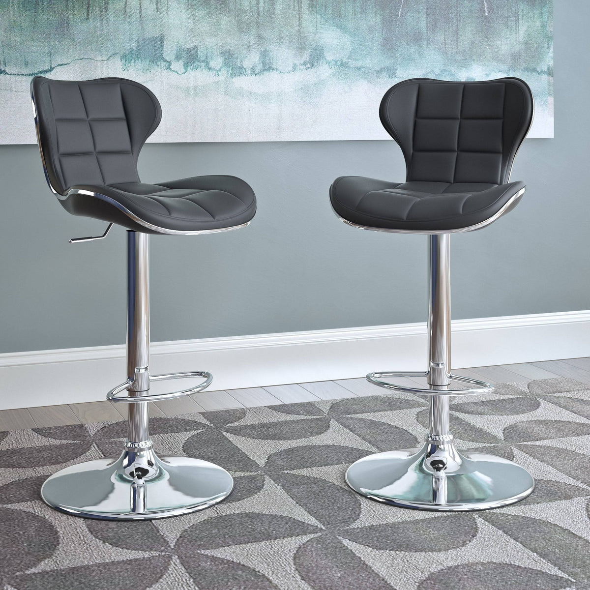 Adjustable Bar Stool (Set of 2) (Black) I176