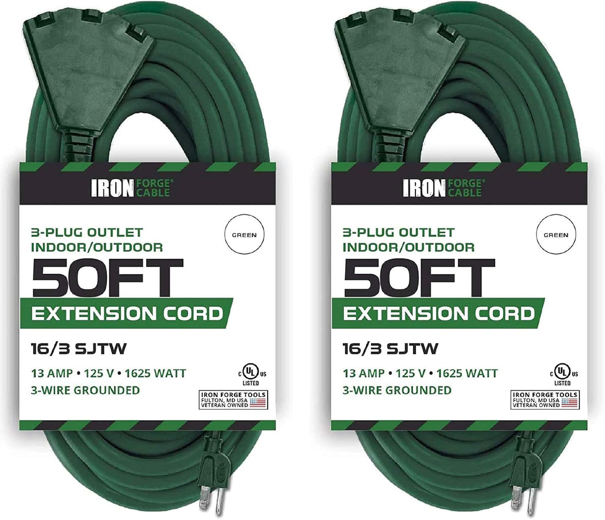 2 Pack of 50 Ft Outdoor Extension Cords with Power Block U800957