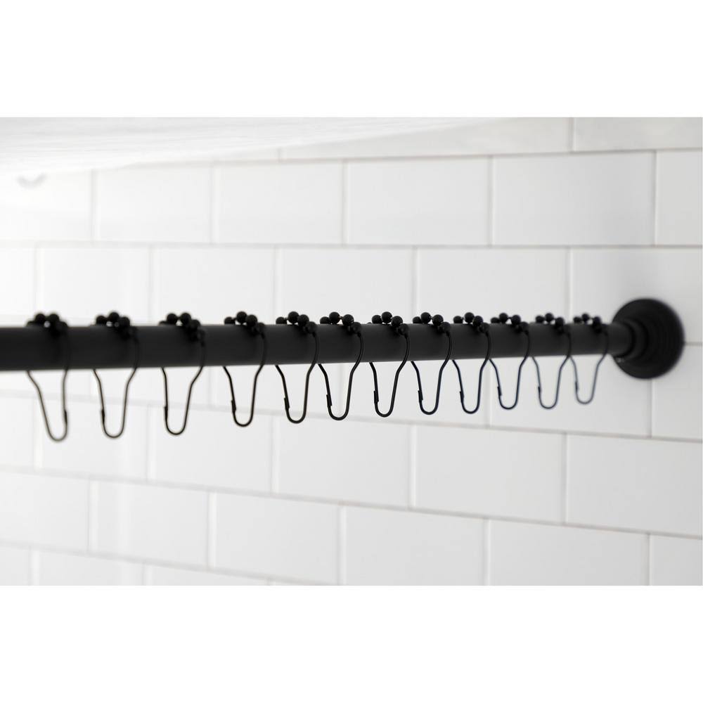 Matte Black Adjustable Shower Rod with Ring E241359