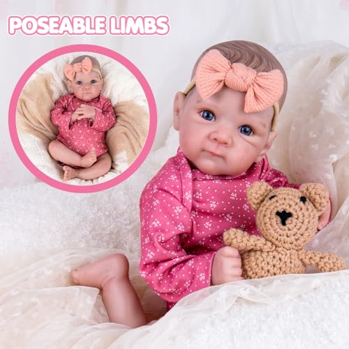 20 Inch Realistic Handmade Cloth Body Newborn Baby Doll with Blue Eyes & Hand-Painted Hair Weighted Cuddle Doll U3865