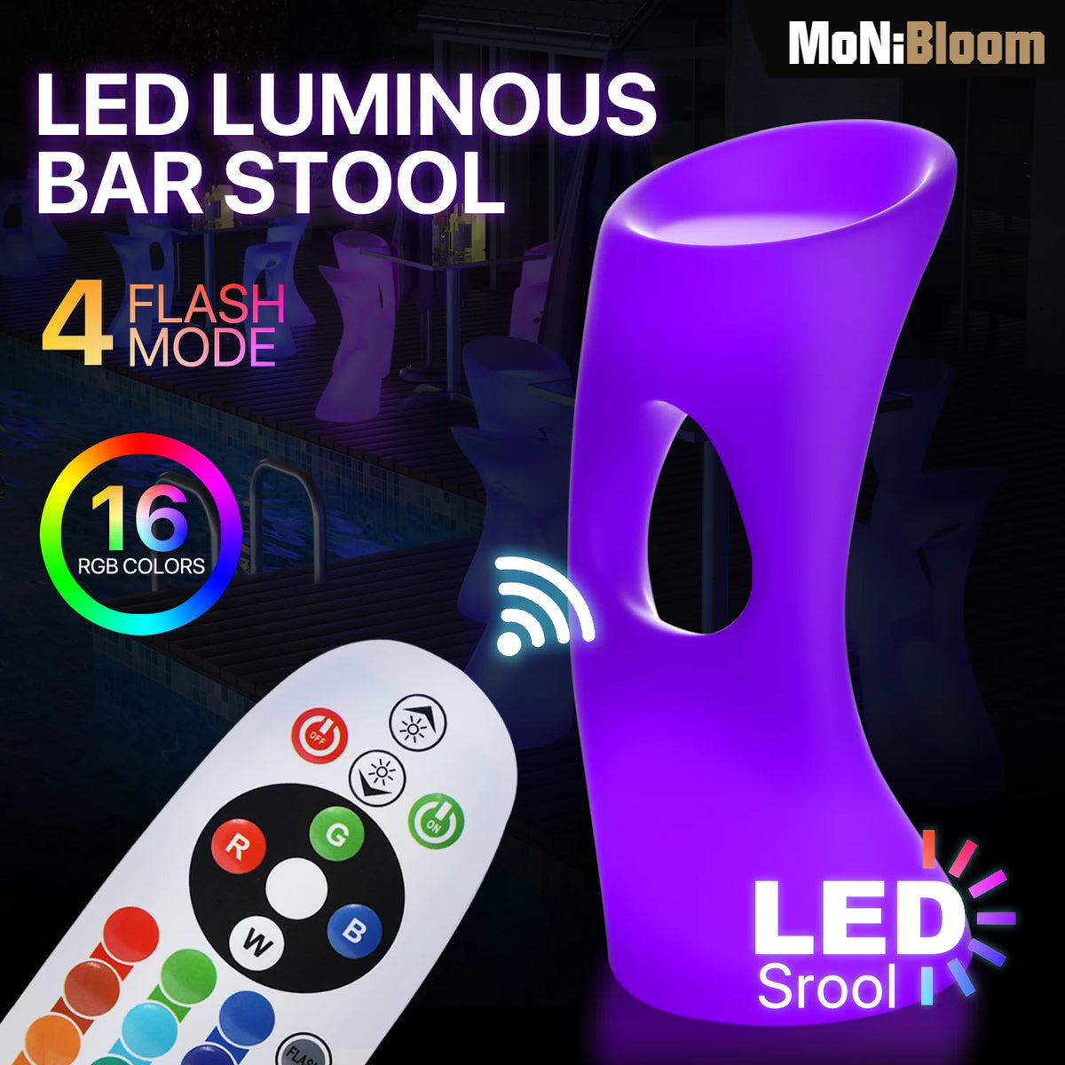 32-inch RGB LED Bar Stool with Remote K67917