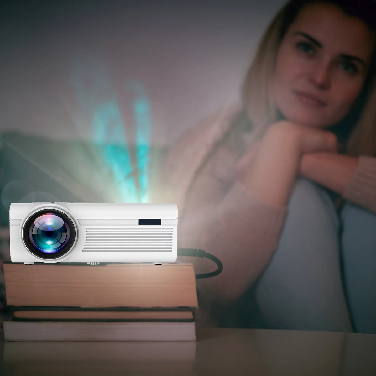White LCD Home Theater Projector Y73803