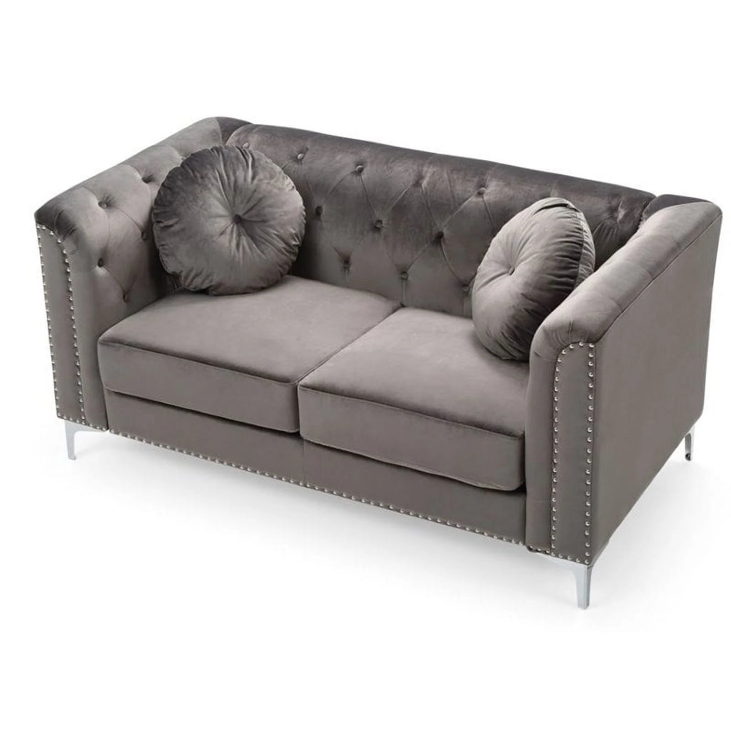Dark Gray Velvet Sofa and Loveseat 2-Piece Set G594929