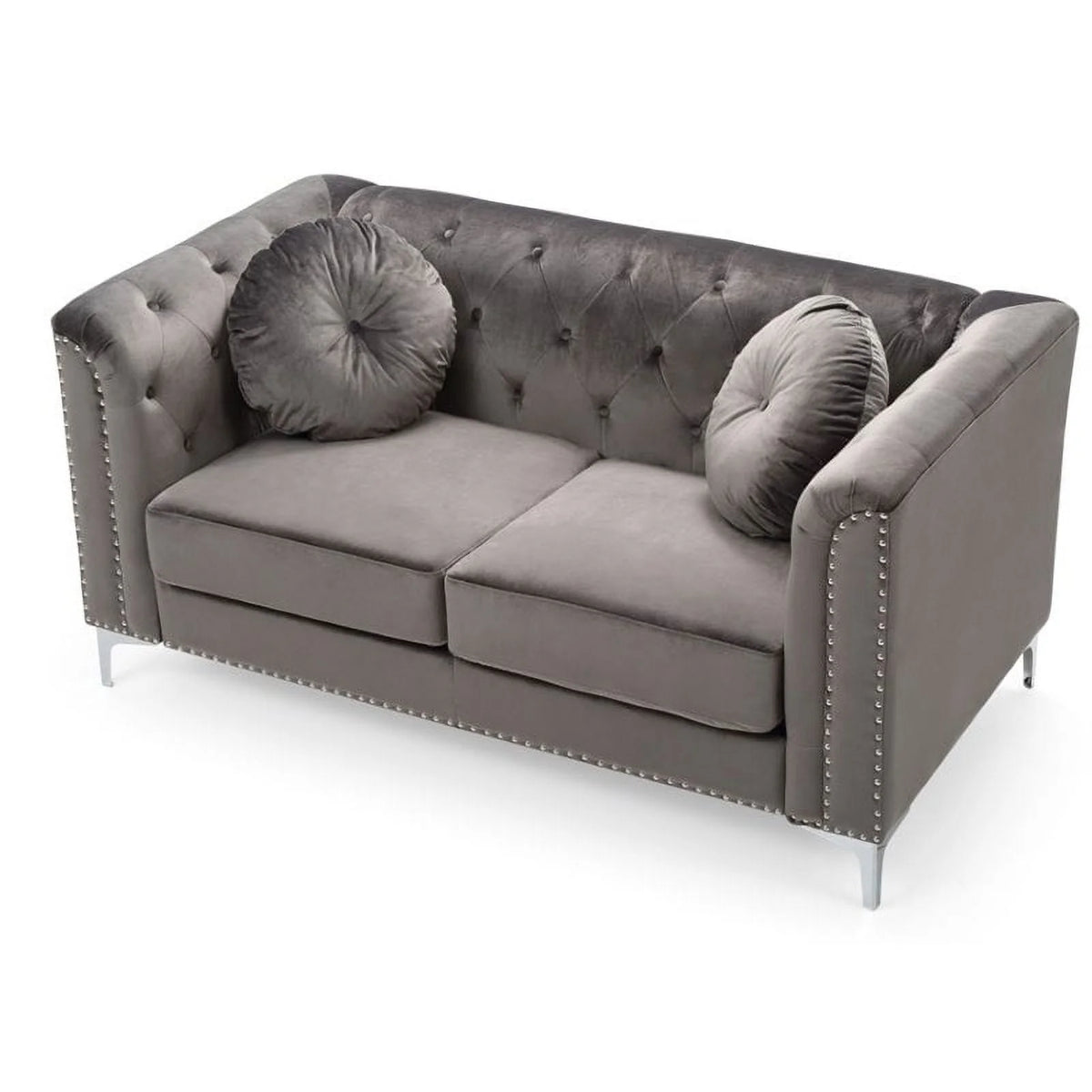 Dark Gray Velvet Sofa and Loveseat 2-Piece Set G594929
