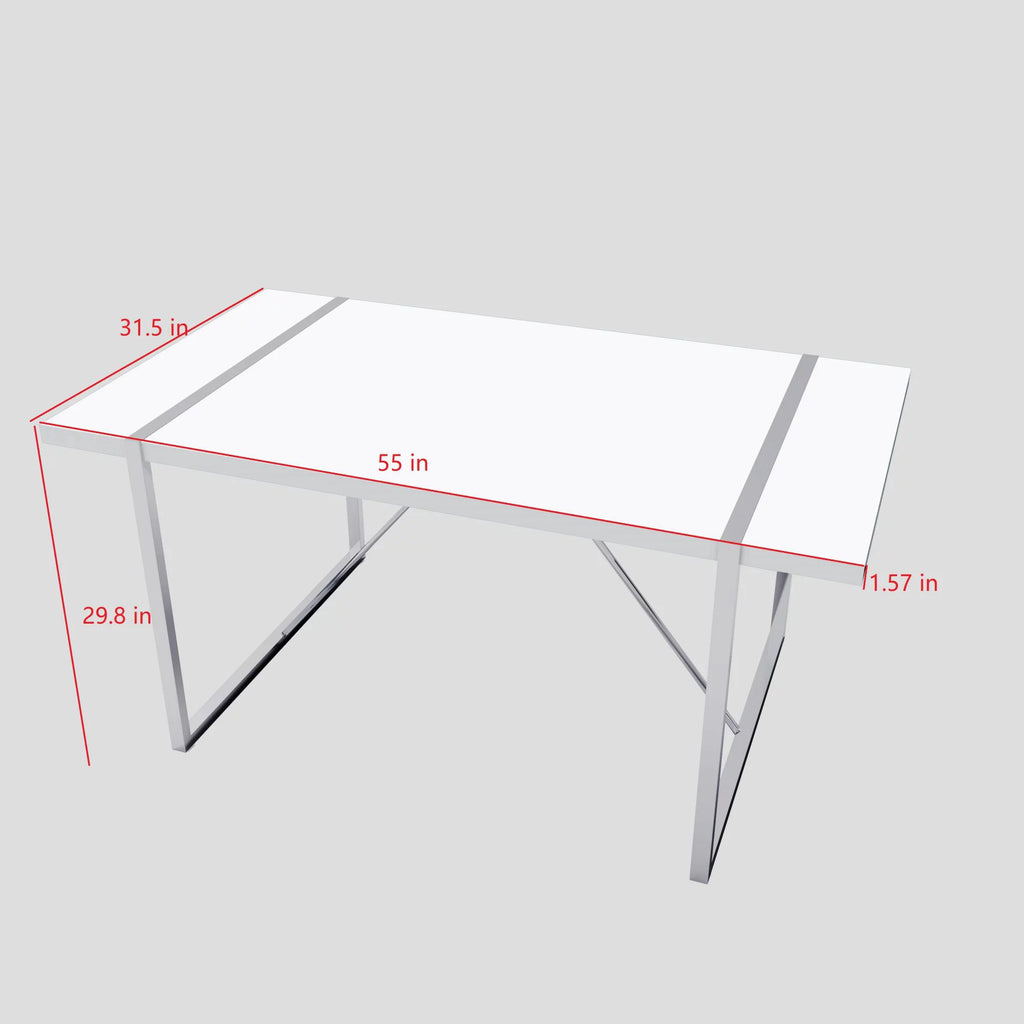 White Dining Table with Silver Metal Legs Q72778