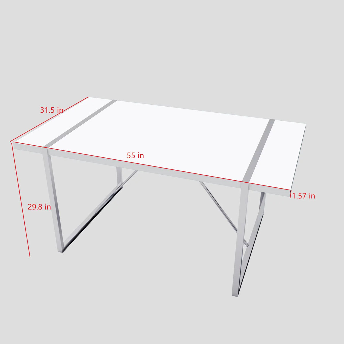 White Dining Table with Silver Metal Legs Q72778