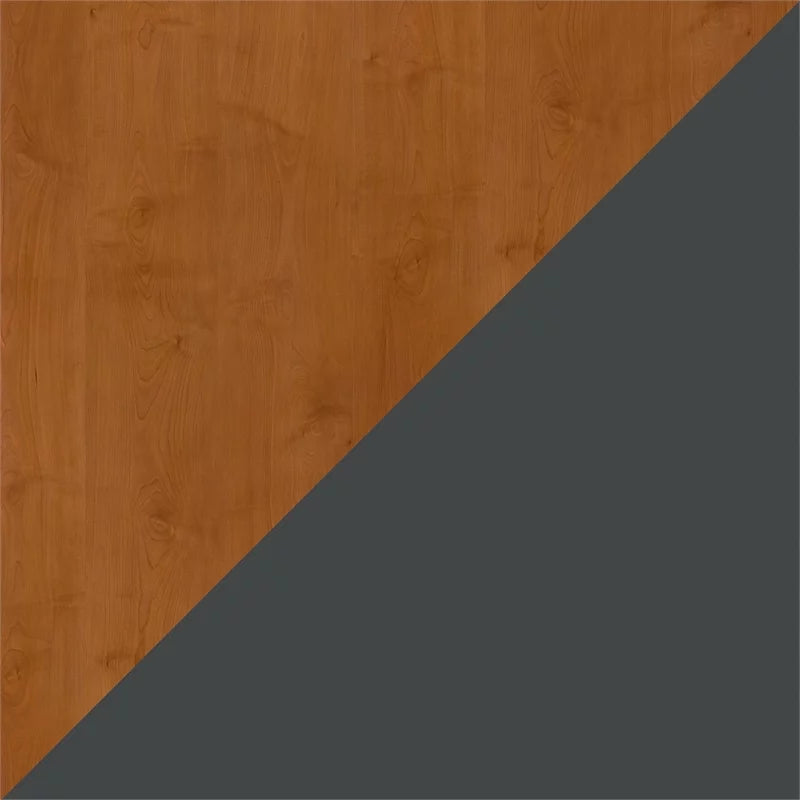 84" Engineered Wood L Desk and File Cabinet in Cherry N9356
