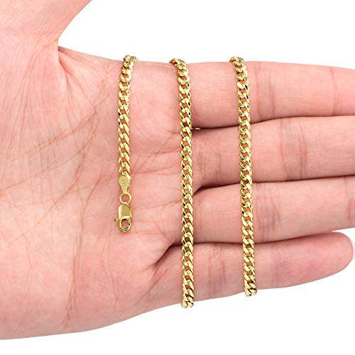 14k Yellow Gold Miami Cuban Link Chain Pendant Necklace U959
