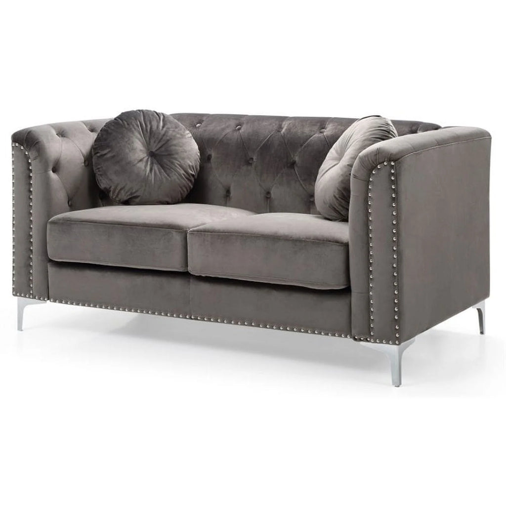 Dark Gray Velvet Sofa and Loveseat 2-Piece Set G594929