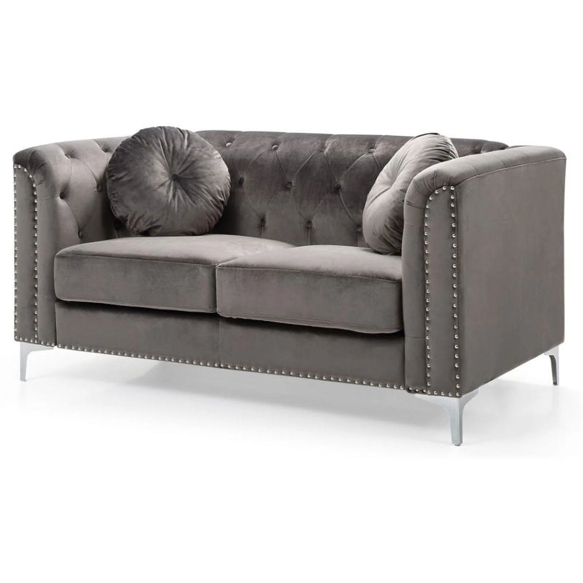 Dark Gray Velvet Sofa and Loveseat 2-Piece Set G594929