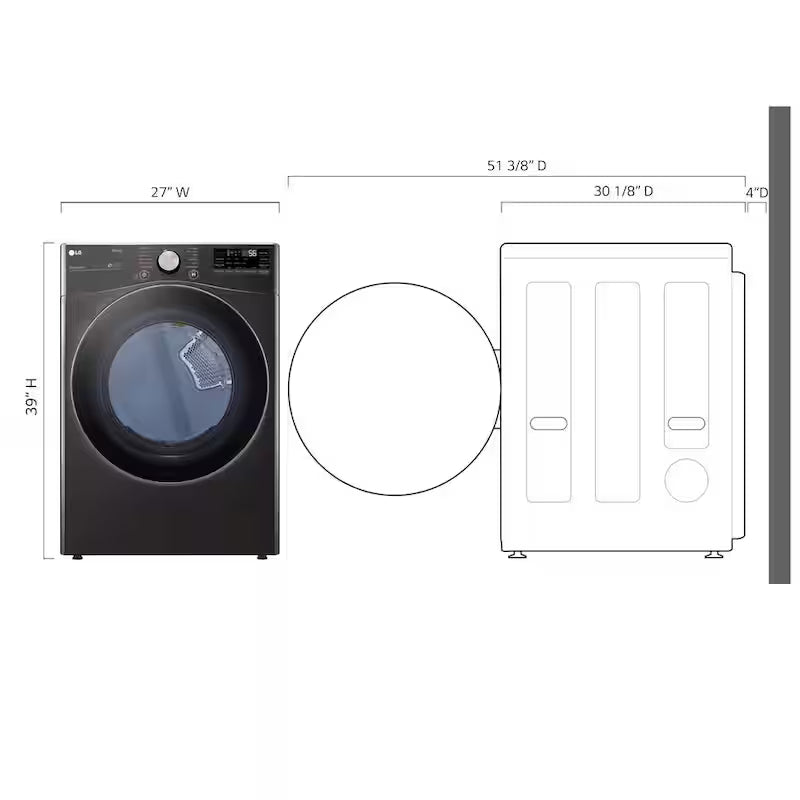 7.4 Cu. Ft. Vented Smart Stackable Gas Dryer in Black Steel F557
