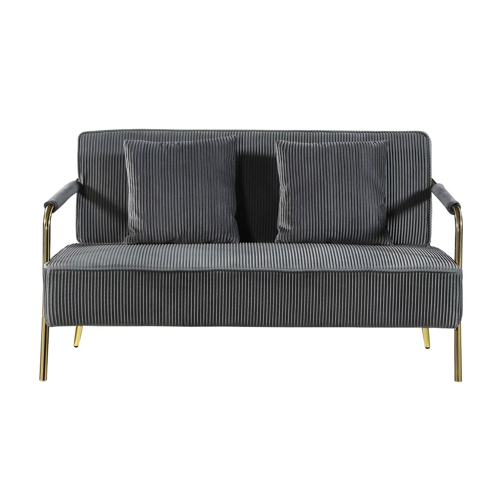 Velvet Loveseat with Gold Metal Legs K57443