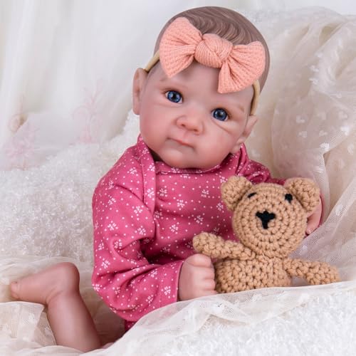 20 Inch Realistic Handmade Cloth Body Newborn Baby Doll with Blue Eyes & Hand-Painted Hair Weighted Cuddle Doll U3865