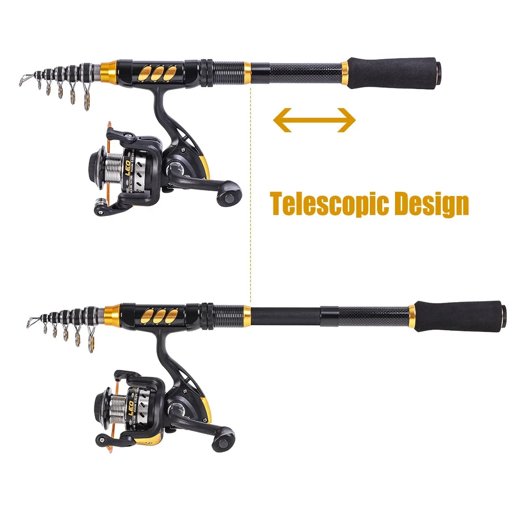 Carbon Fiber Telescopic Rod Reel Combo J780112