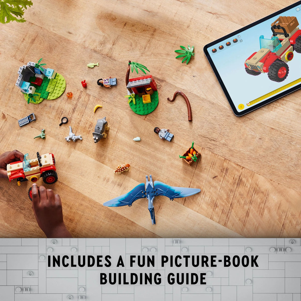 Building Set with Toy Car and 5 Dinosaur Figures C562281