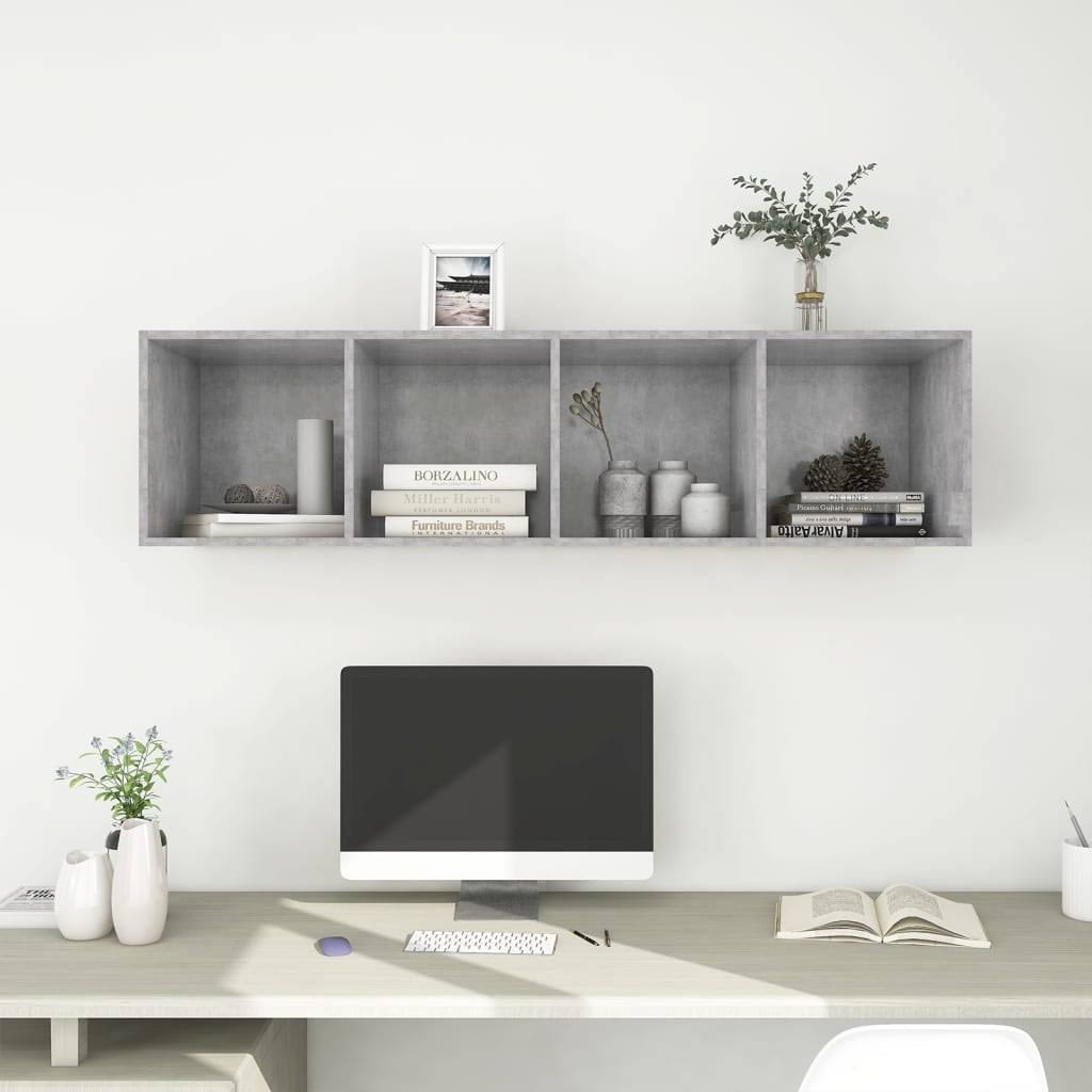 Concrete Gray Wall-Mounted TV Cabinet Chipboard W296540