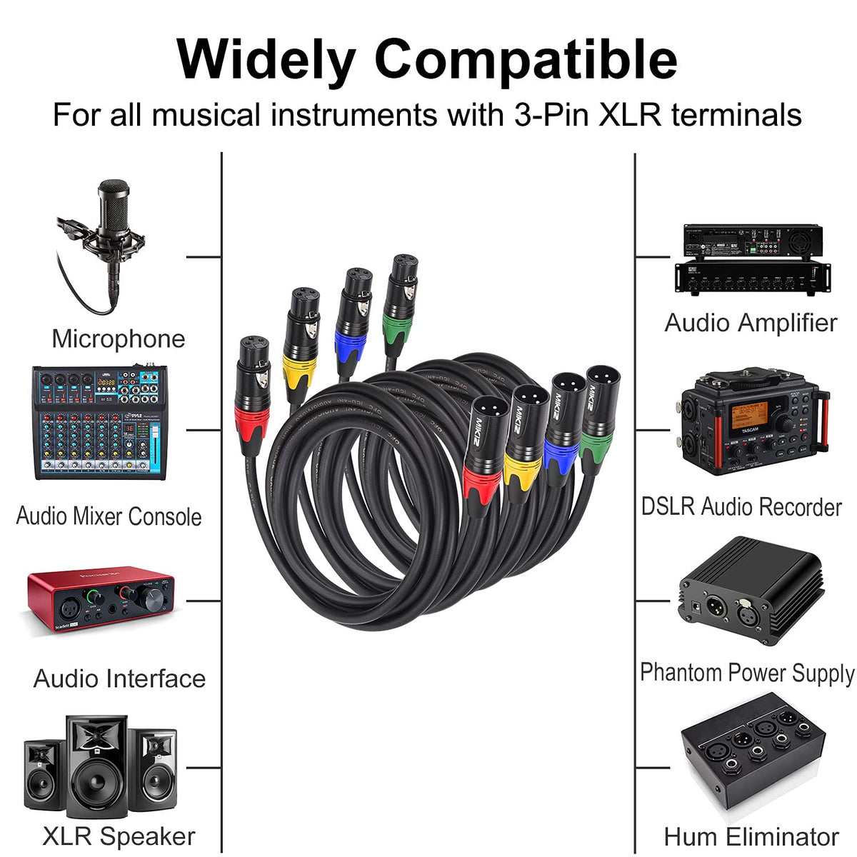 XLR Microphone Cables 25ft 4 Pack Q9451
